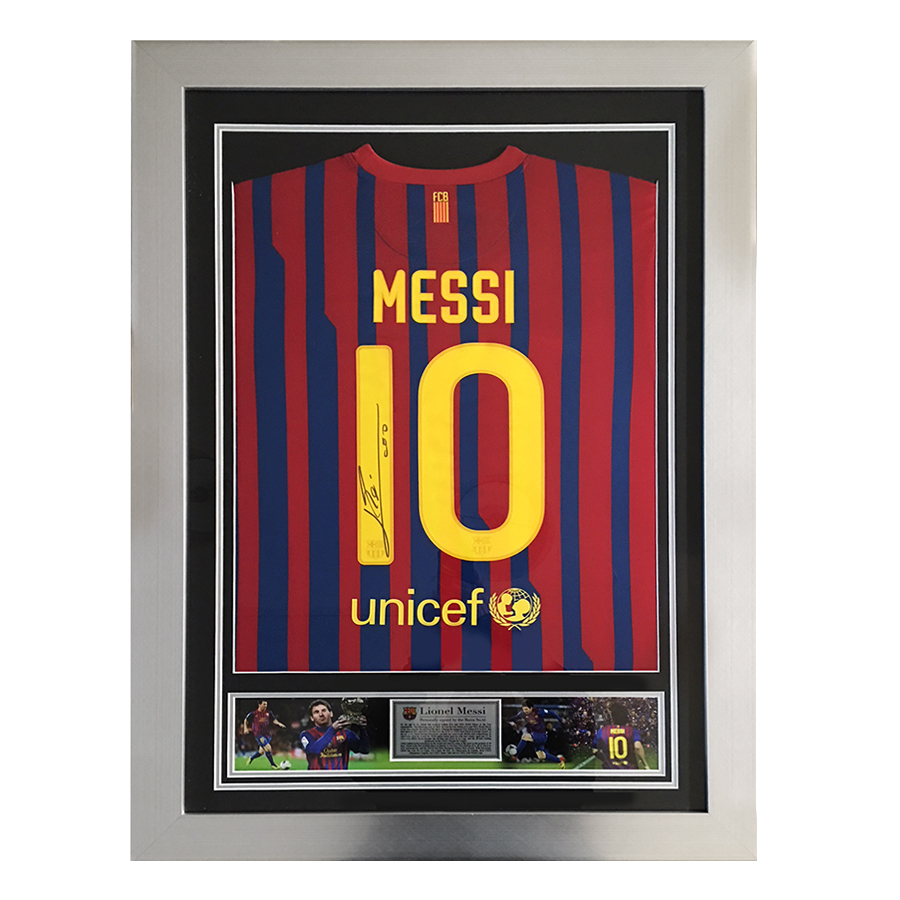 Messi Signed Shirt Barcelona 2012 Framed Display