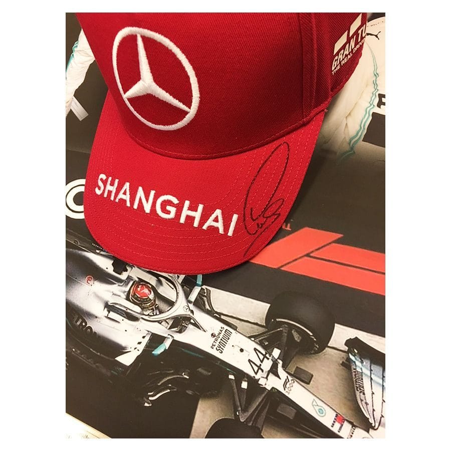 Lewis Hamilton signed Mercedes F1 cap