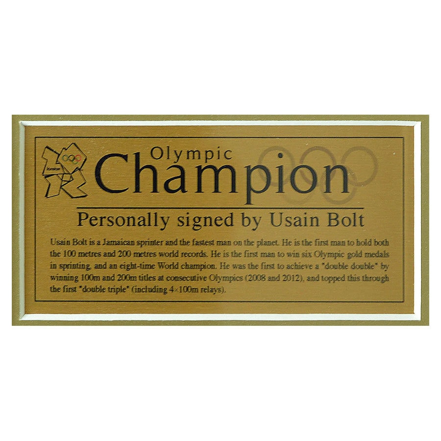 Usain Bolt Signed 2012 Olympic Photo and Replica Medal