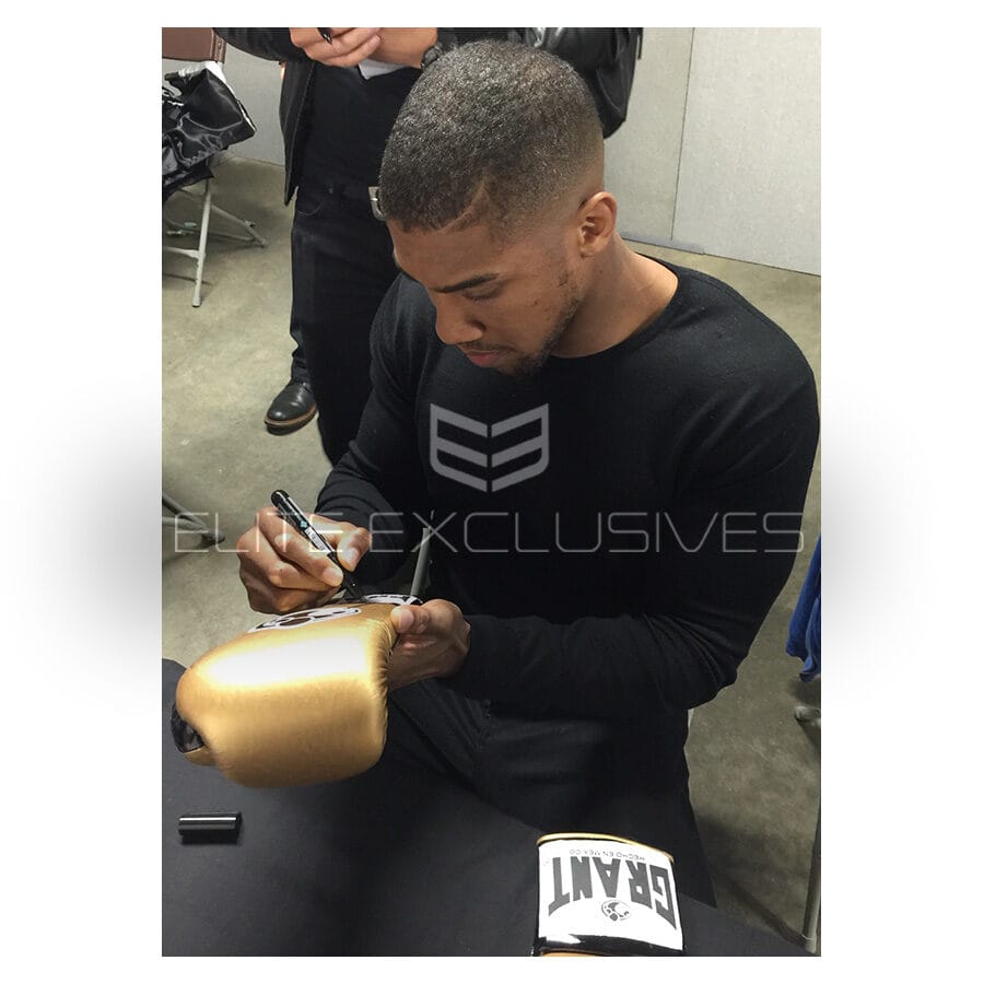 Anthony Joshua Signed Black & Gold Boxing Glove