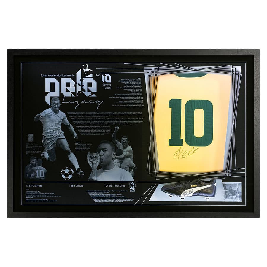 Pelé Signed Shirt and Boot Legacy Display