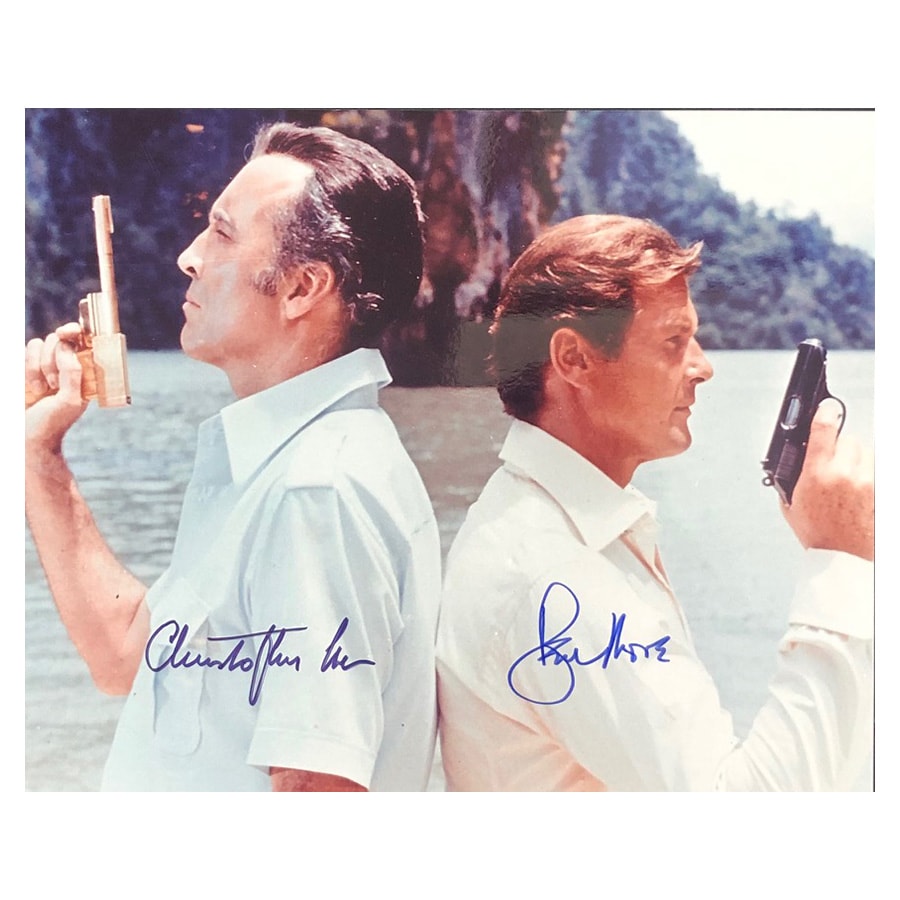 Christopher Lee & Roger Moore Signed Display - The Man With The Golden Gun