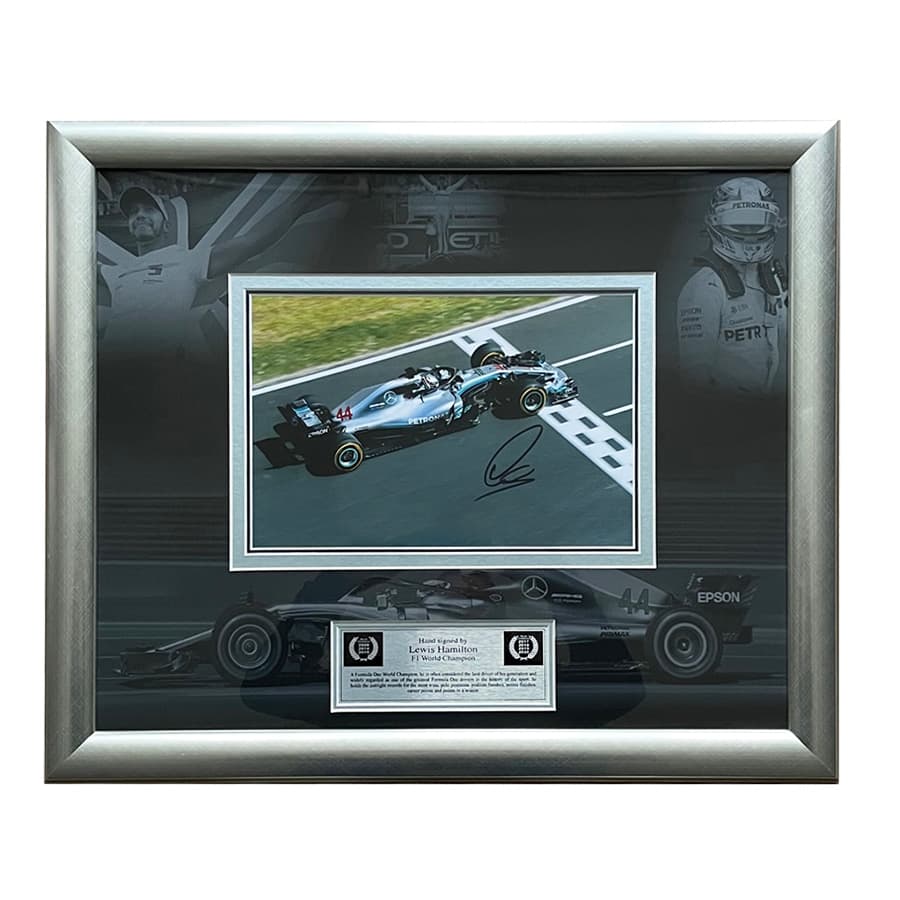 NEW LEWIS HAMILTON SIGNED A4 FRAMED 2018 WORLD CHAMPION TRIBUTE 