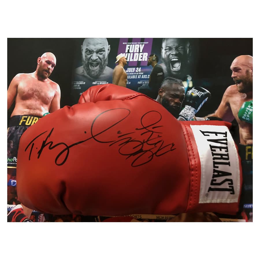 Tyson Fury & Deontay Wilder Signed Red Everlast Glove