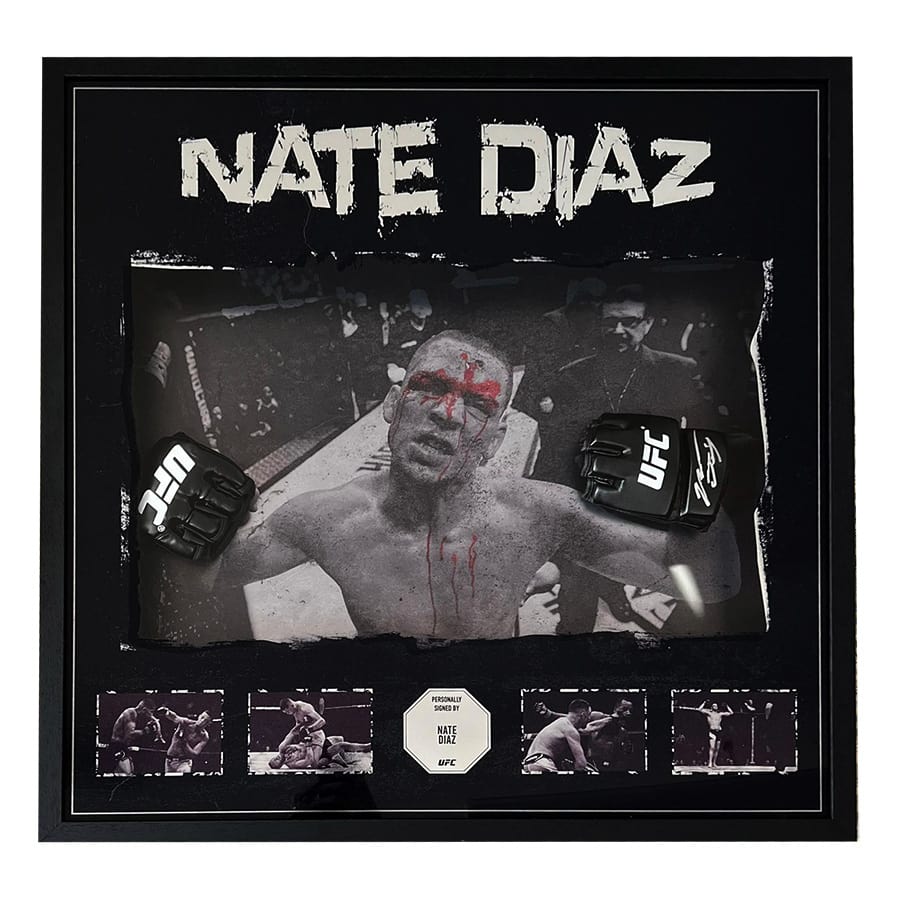 Nate Diaz Signed UFC Glove Display