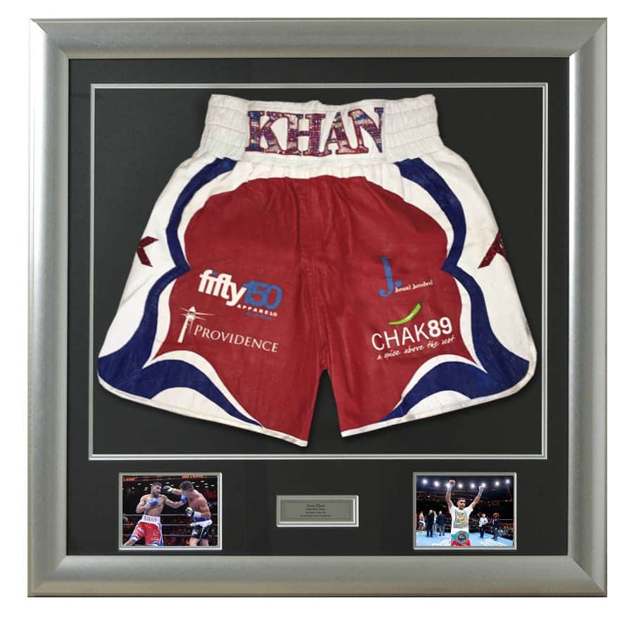 Amir Khan v Chris Algieri 2015 Fight Used Boxing Shorts – Very Rare