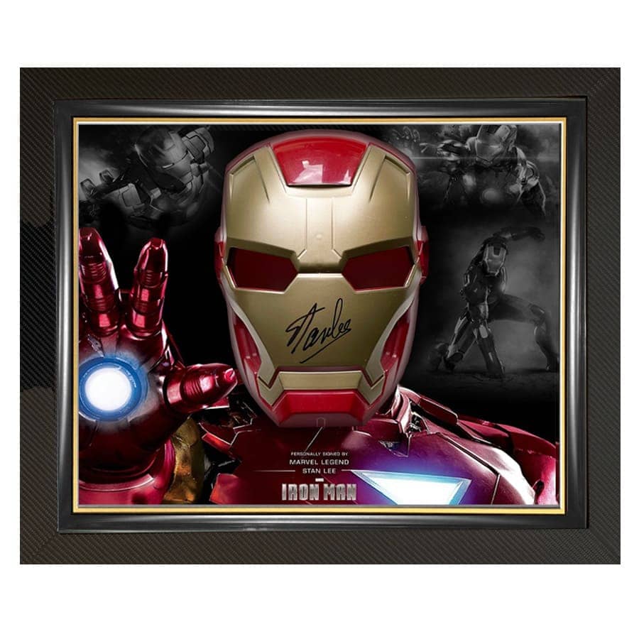 Stan Lee Signed Iron Man Mask Display
