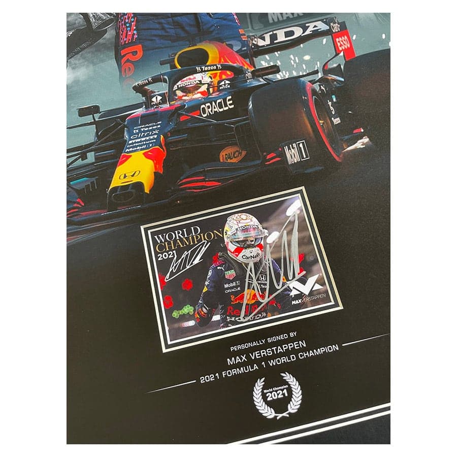 Max Verstappen Signed 2021 RBR World Champion Display