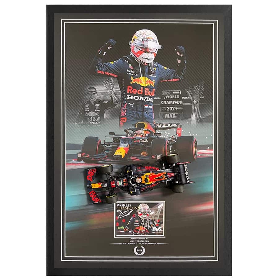 Max Verstappen Signed 2021 RBR World Champion 1:18 Scale Car Display