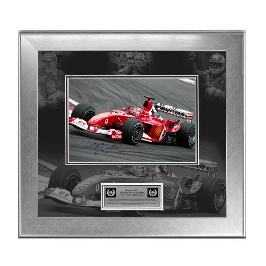 Michael Schumacher Signed Ferrari Photo Display