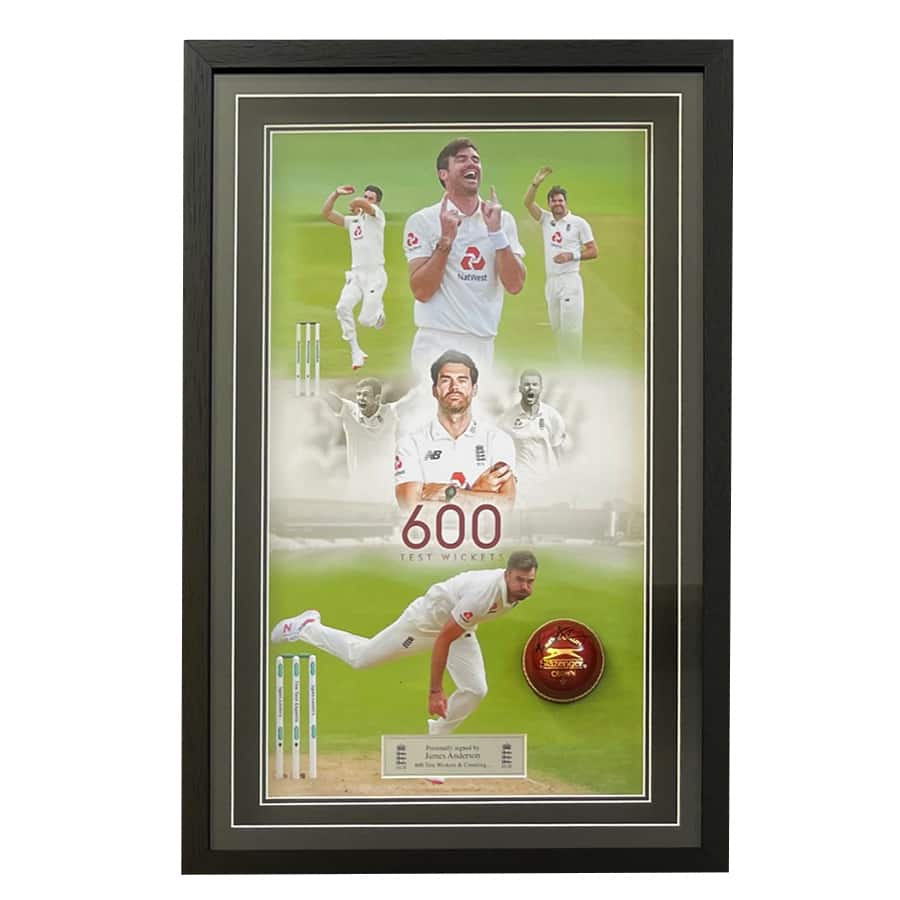 James Anderson Signed Cricket Ball Display - 600 Test Wickets
