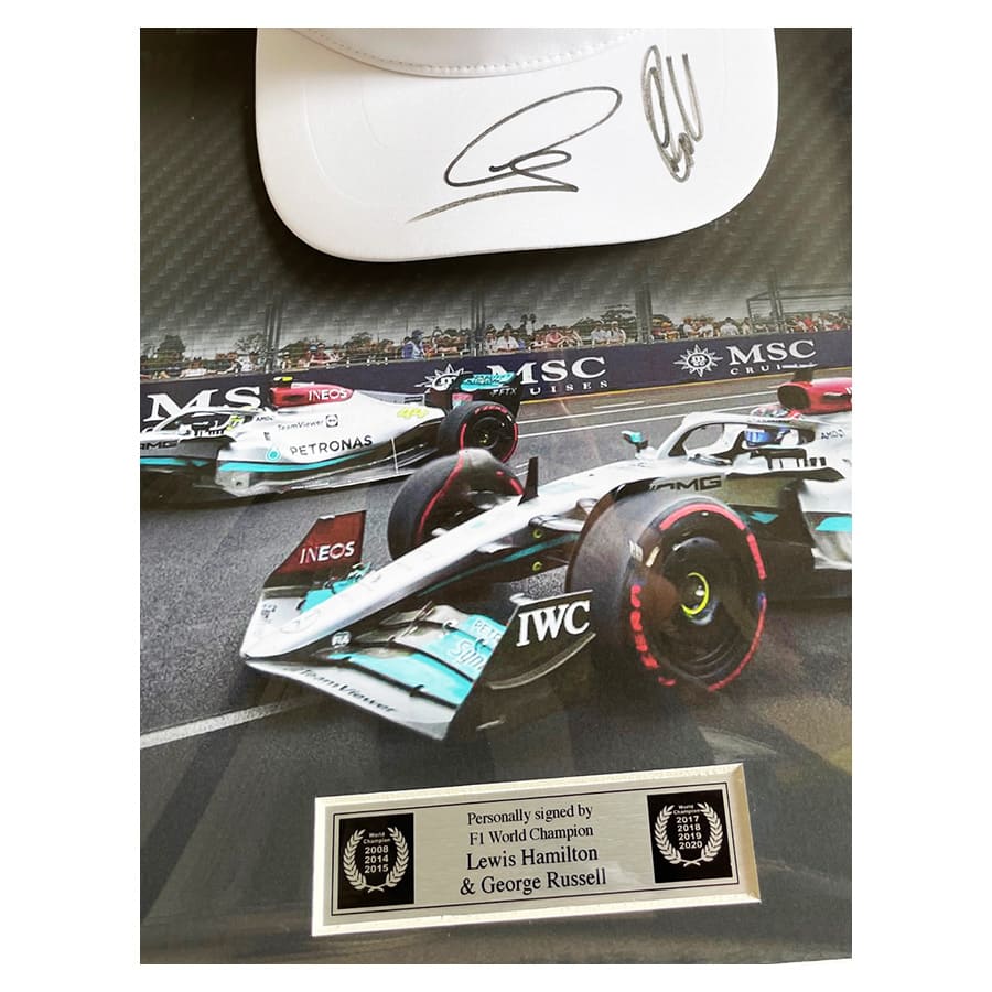 Lewis Hamilton & George Russell Signed Mercedes Cap - 2022