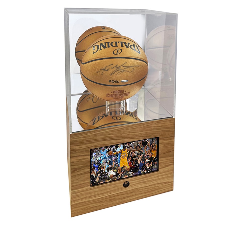 Kobe Bryant Signed Gold Basketball Video Screen Display - LA Lakers Champions UDA