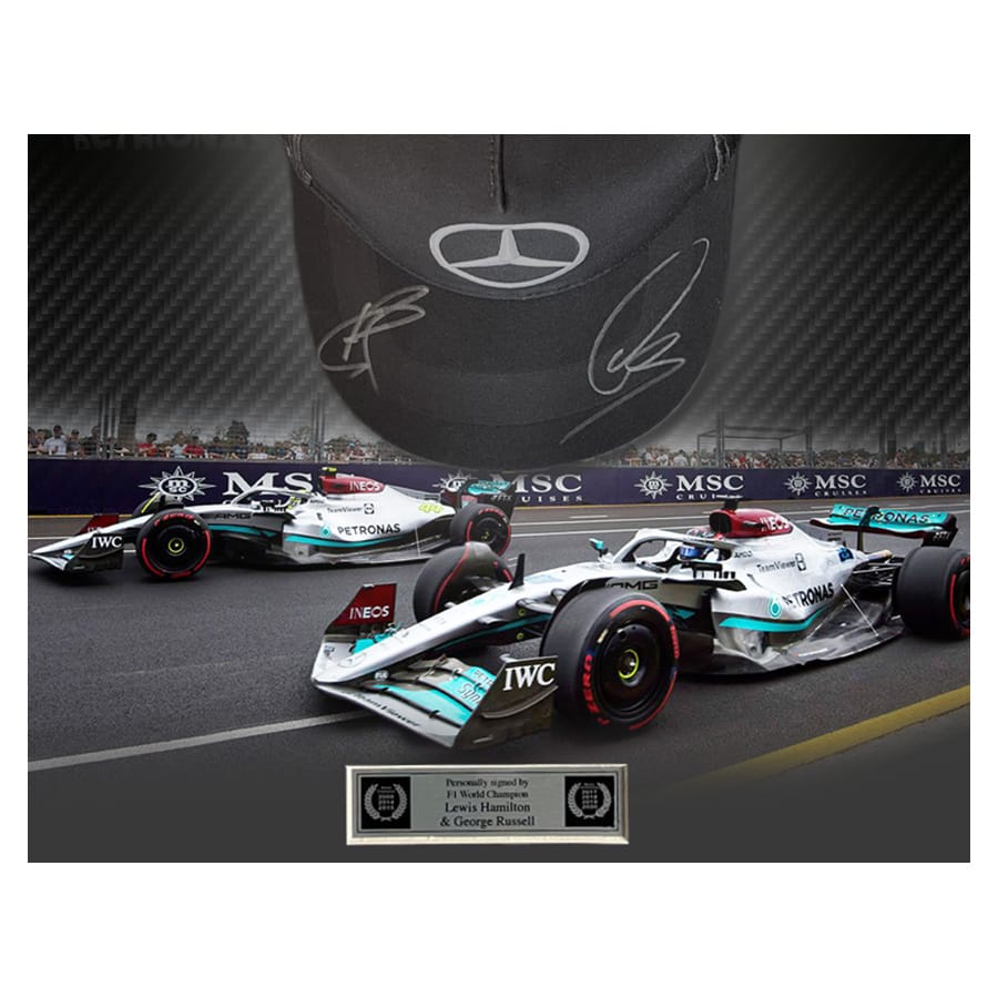 Lewis Hamilton & George Russell Signed Mercedes Cap 2 - 2022