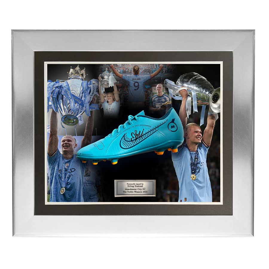 Erling Haaland Signed Nike Boot - Man City The Treble Winners