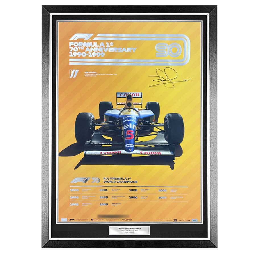 Nigel Mansell Signed F1 70th Anniversary Print - 1992 Williams FW14B