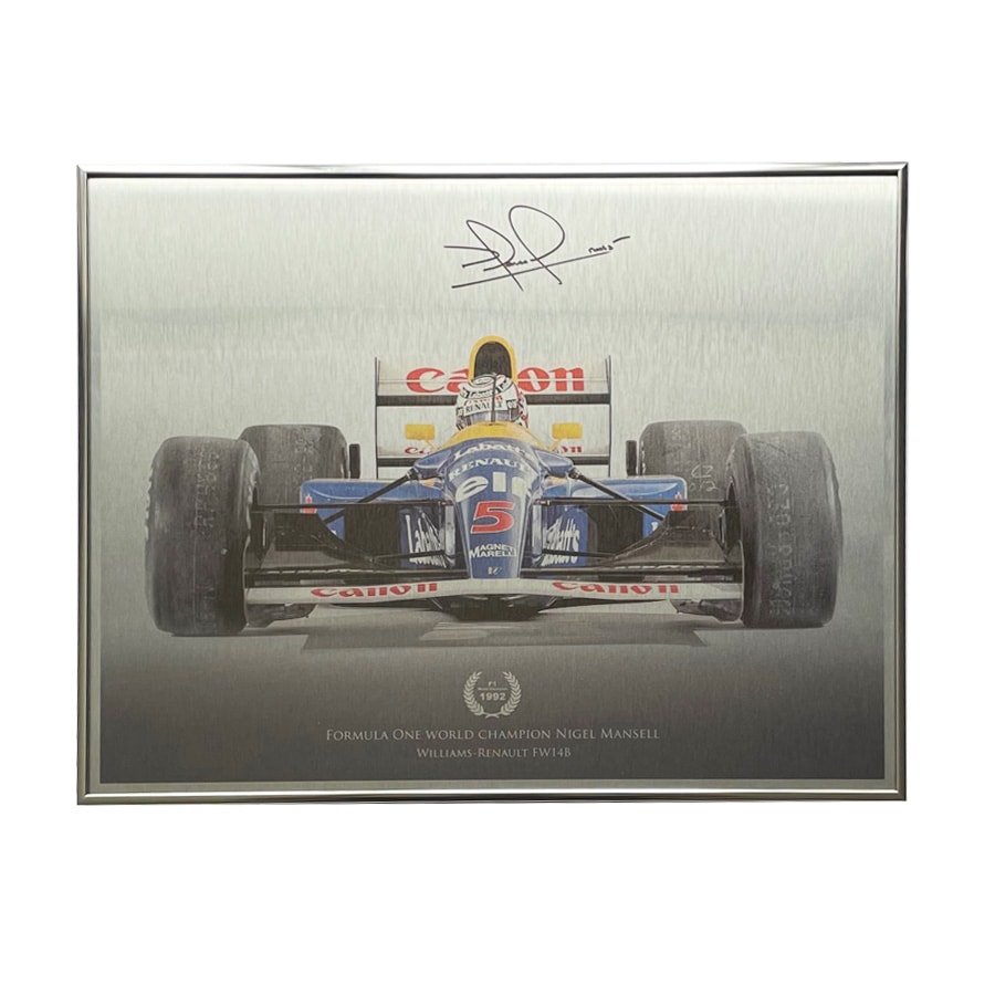 Nigel Mansell Signed Metal Print - Williams F1 - 1992 FW14B