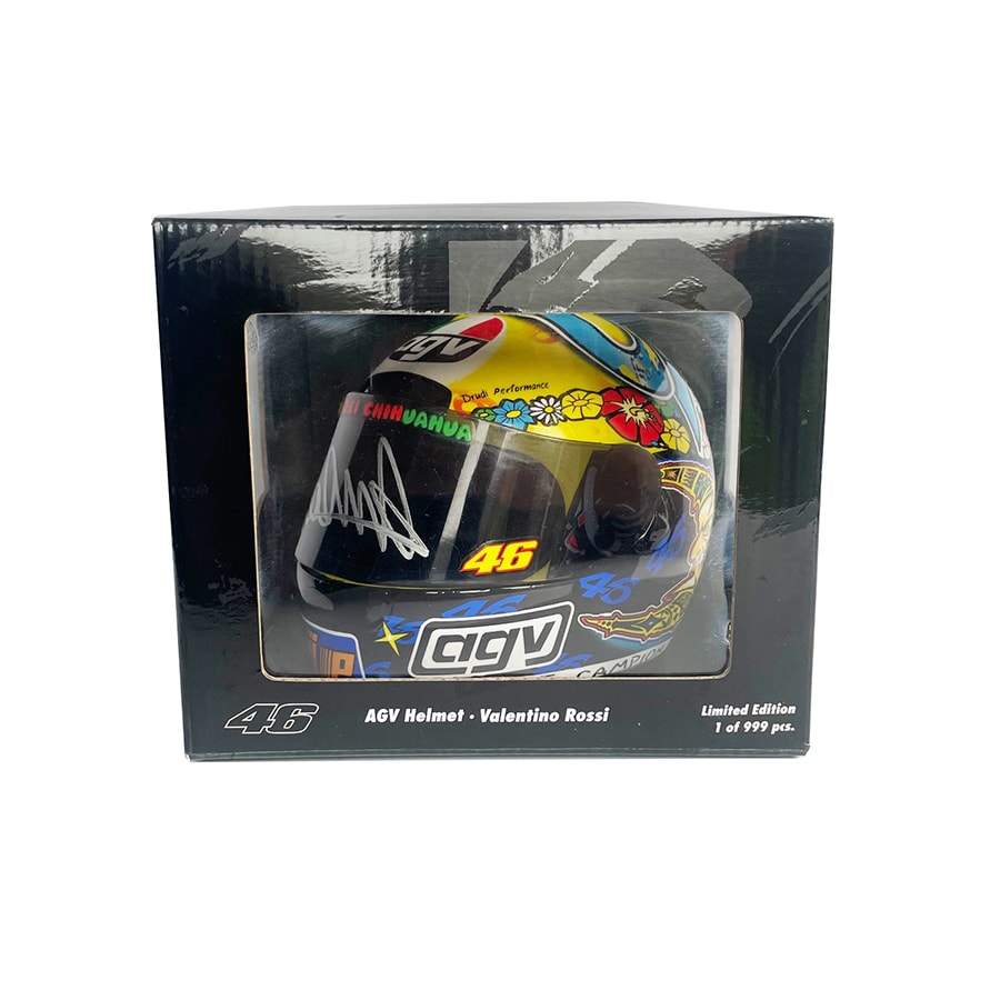 Valentino Rossi Signed 1999 AGV 1/2 Scale Helmet - Minichamps