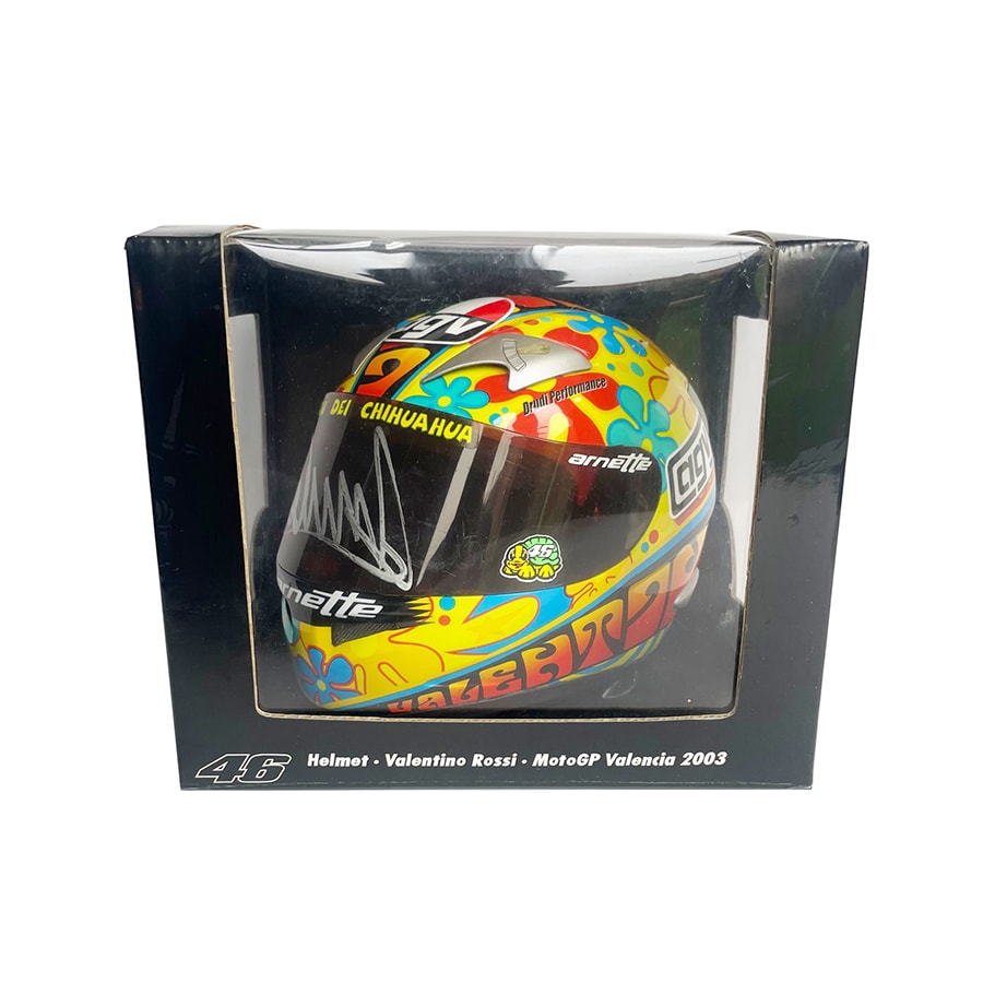 Valentino Rossi Signed 2003 AGV 1/2 Scale Helmet - Minichamps