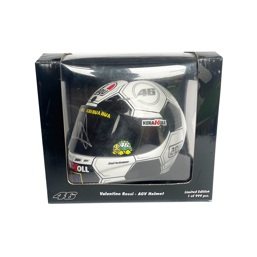 Valentino Rossi Signed 2008 AGV 1/2 Scale Helmet - Minichamps