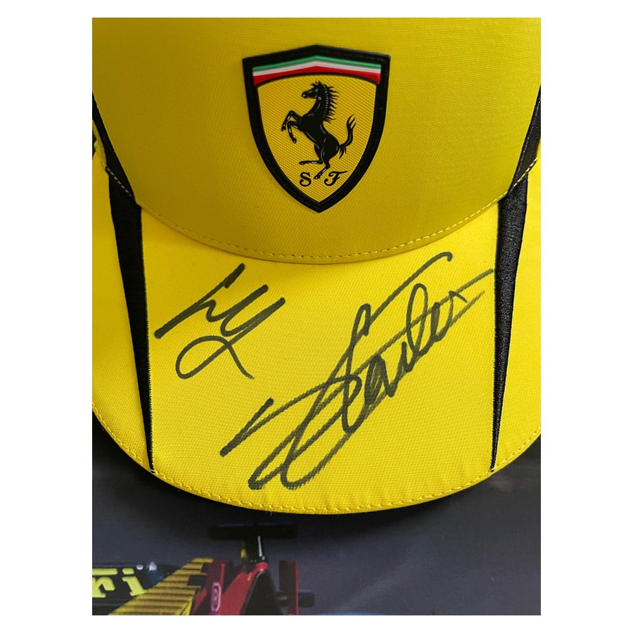 Charles Leclerc & Carlos Sainz Signed Monza 2022 Cap - Ferrari Team Issue