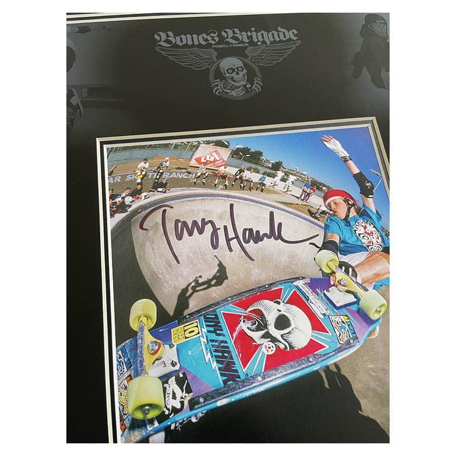 Tony Hawk Signed Photo Skateboard Display - Powell & Peralta - Bones Brigade
