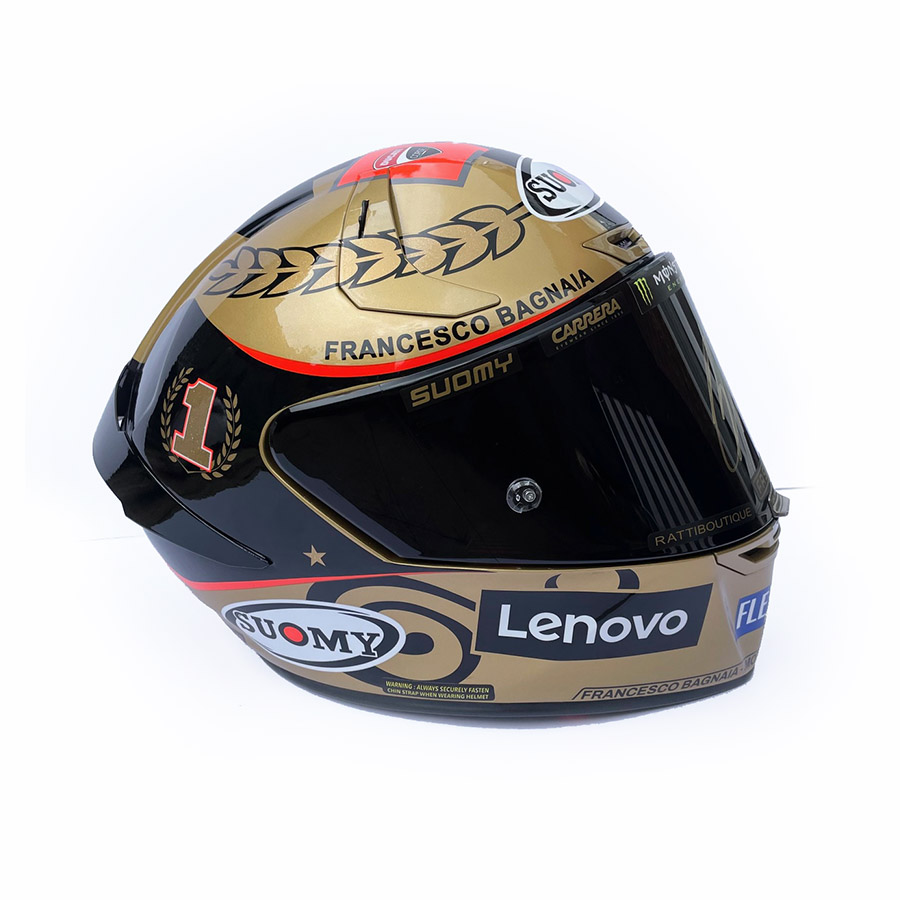 Francesco Bagnaia Signed 2022 Suomy SR-GP Gold Helmet - Pecco