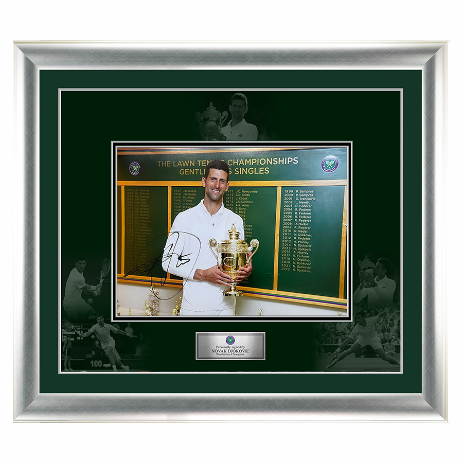 Novak Djokovic Signed Photo Display - Wimbledon Champion