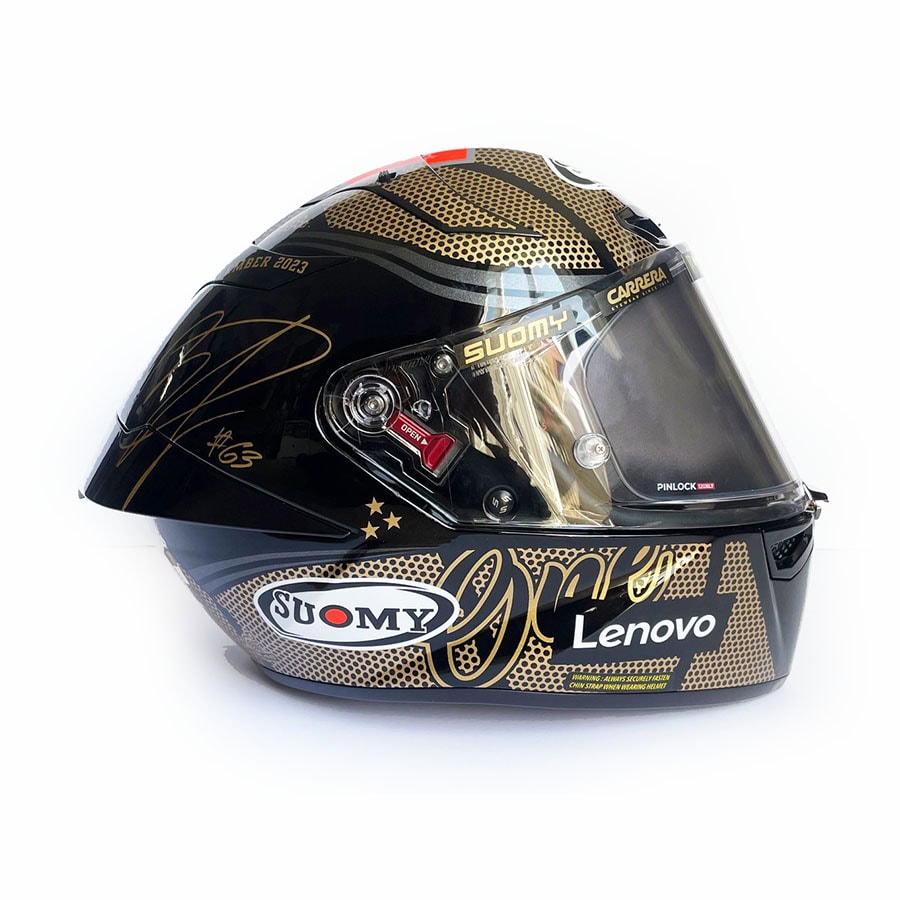 Francesco Bagnaia Signed 2023 Suomy S1-XR GP Gold Helmet - Pecco