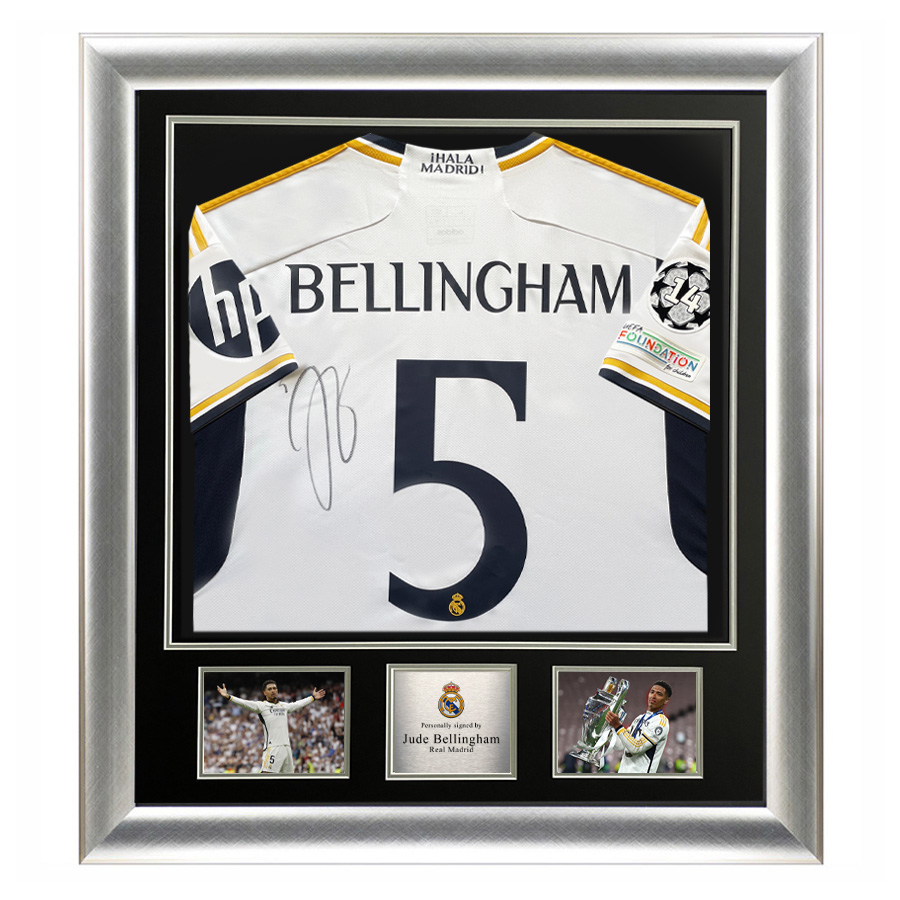 Jude Bellingham Signed Real Madrid Shirt Display - 2024 Champions League