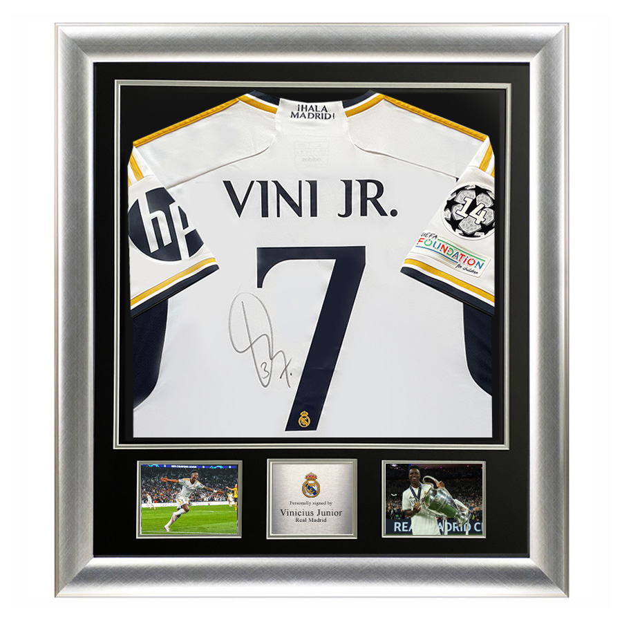 Vinicius Jr Signed Real Madrid Shirt Display - 2024 Champions League