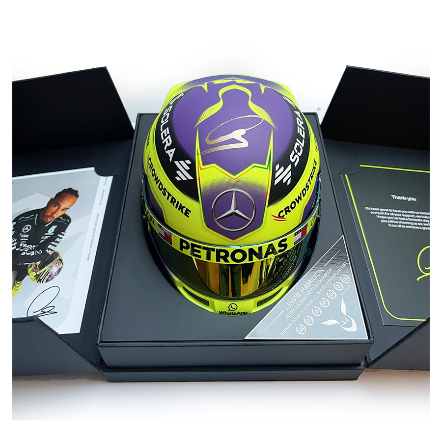 Lewis Hamilton Signed 1/2 Scale Helmet - 2024 Mercedes F1 VIP Box Display