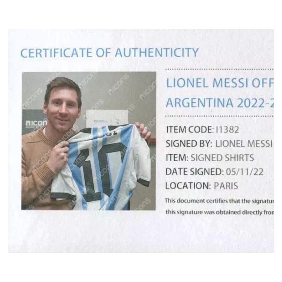 Lionel Messi Signed 2022 World Cup Argentina Shirt - Legacy Framed Display