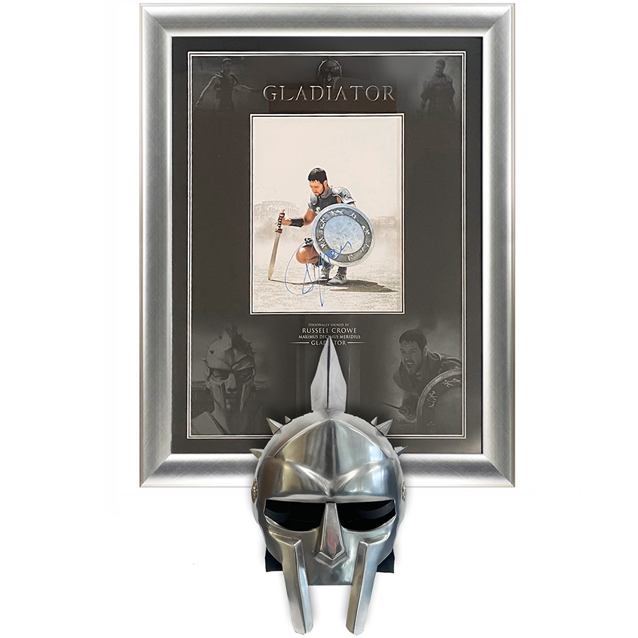 Russell Crowe Signed Gladiator Movie Framed Display With Helmet