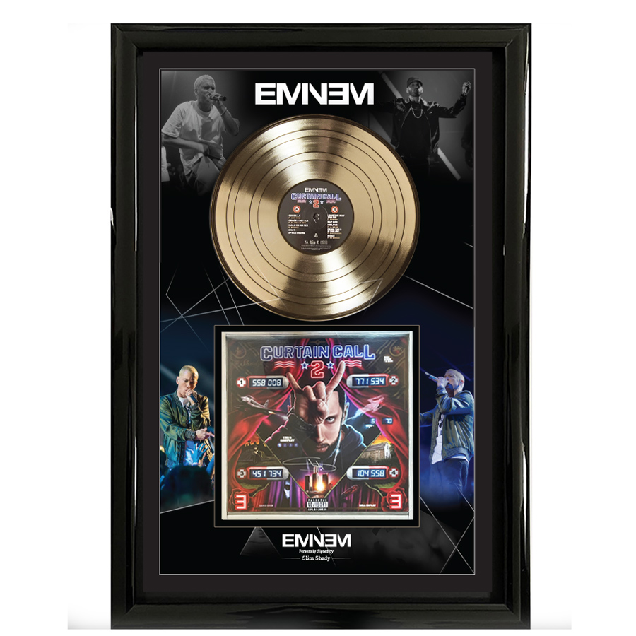 Slim Shady Signed Curtain Call 2 Gold Disc Framed Display - Eminem