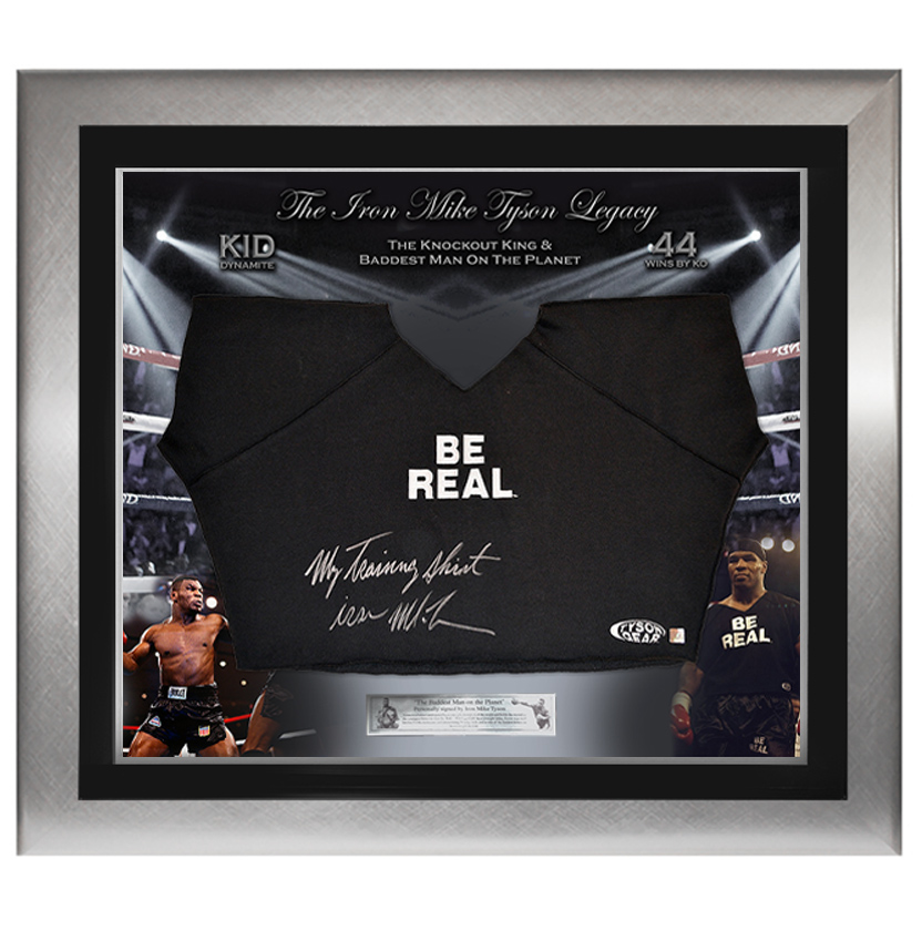 Mike Tyson Signed Personal Training Shirt Framed Display