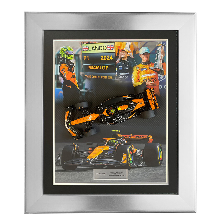 Lando Norris Signed 2024 1:18 Scale Model Framed Display - McLaren F1