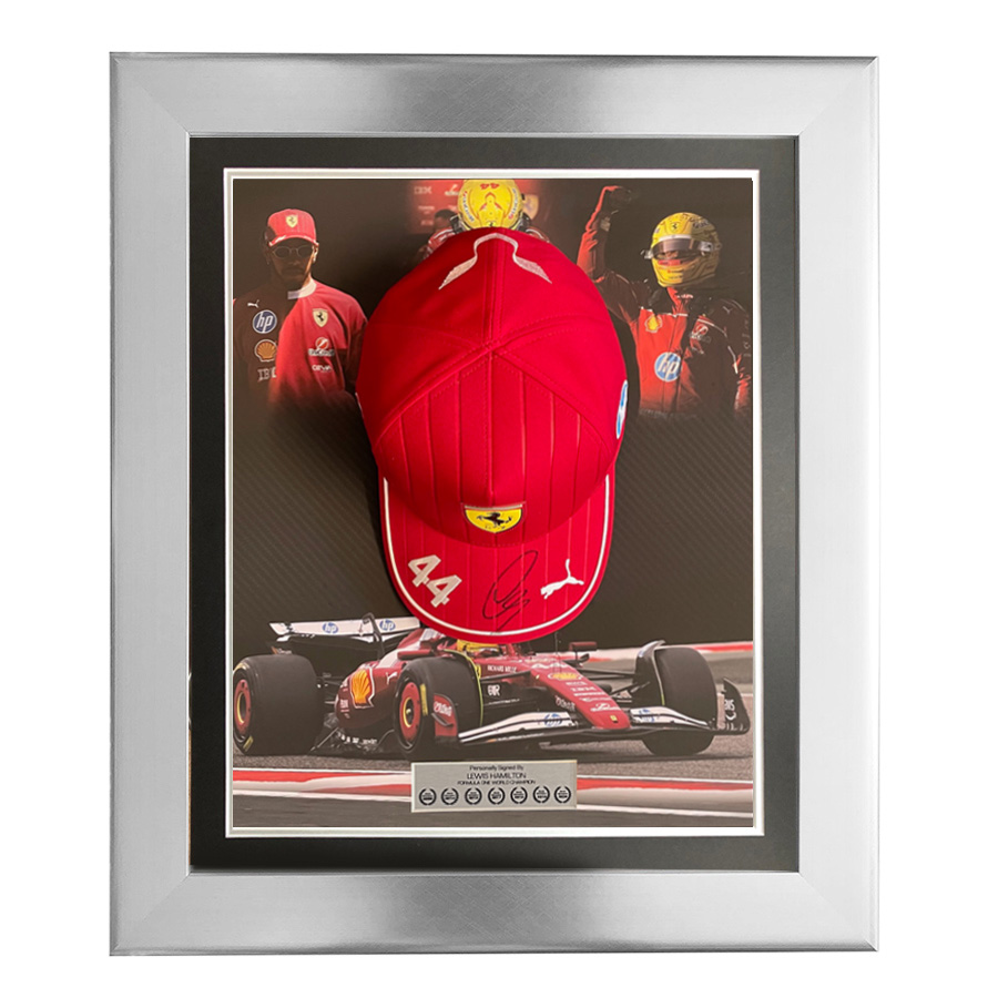 Lewis Hamilton Signed Ferrari F1 2025 Cap Display