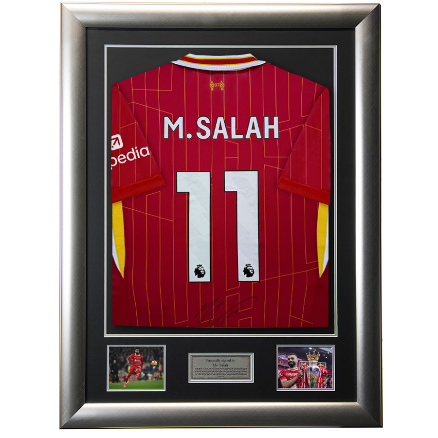 Mo Salah Signed Liverpool FC 2025 Shirt - Champions LFC Framed Display
