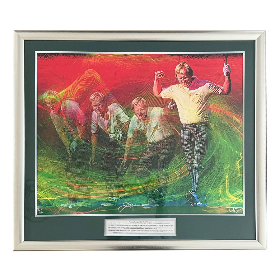 Jack Nicklaus Signed Soundwaves Art Print Framed Display