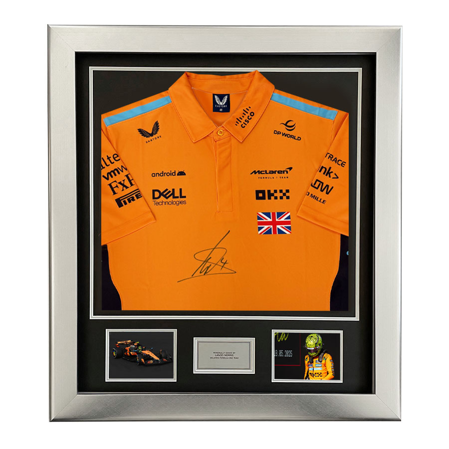 Lando Norris Signed Mclaren Shirt Framed Display - McLaren F1