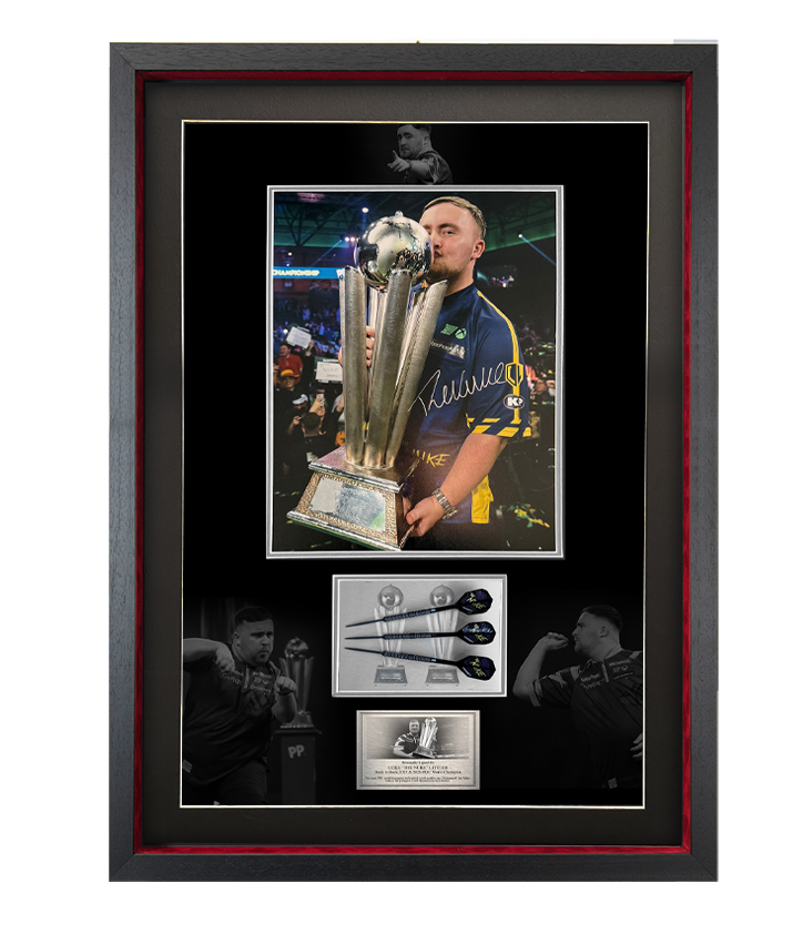 Luke Littler Signed World Champion Darts PDC Framed Photo Display