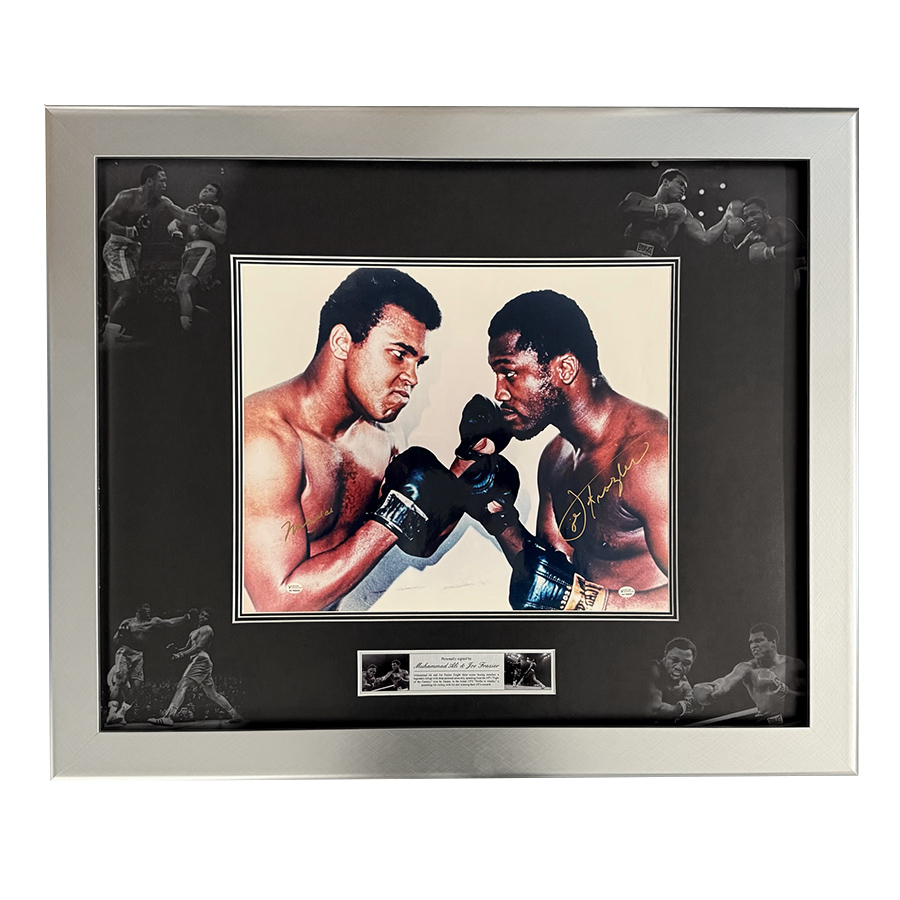 Muhammad Ali & Joe Frazier Signed Boxing Photo Display