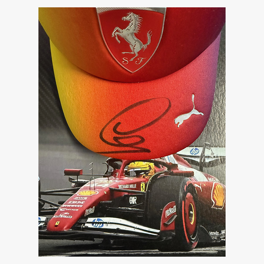 Lewis Hamilton Signed Ferrari F1 2025 Silverstone Cap Display
