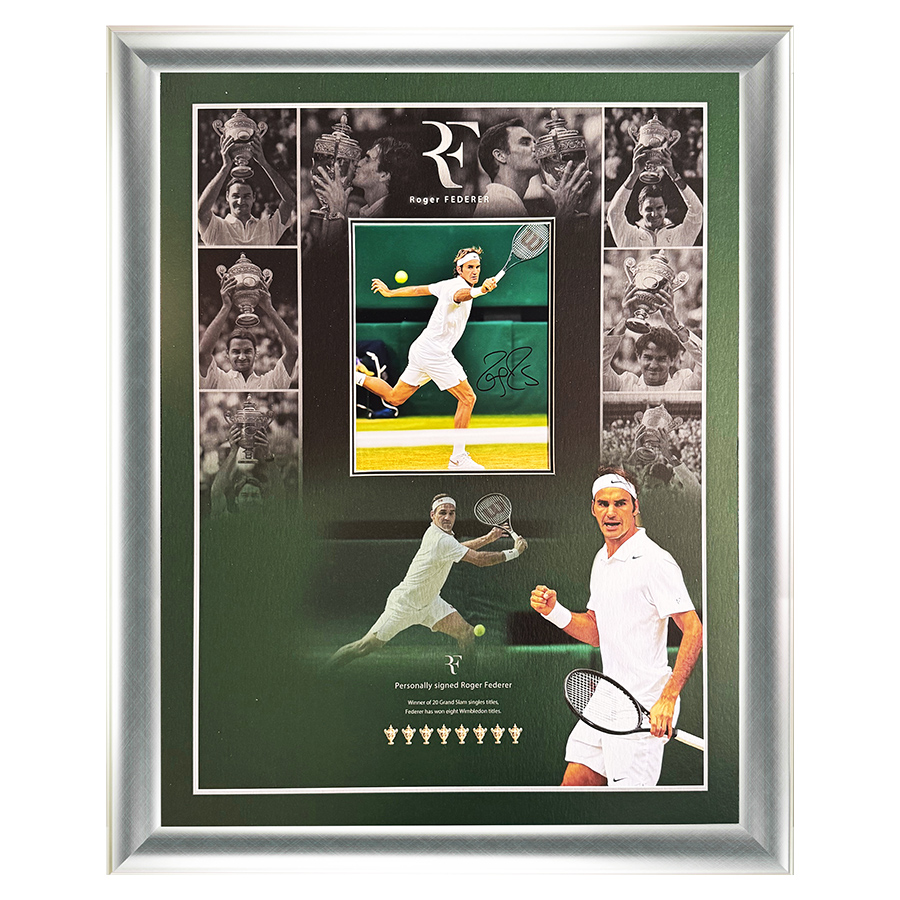 Roger Federer Signed Photo Display - Wimbledon Legacy
