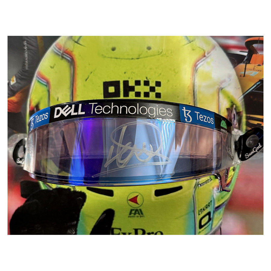 Lando Norris Signed & Used Race Visor - Framed Display McLaren F1