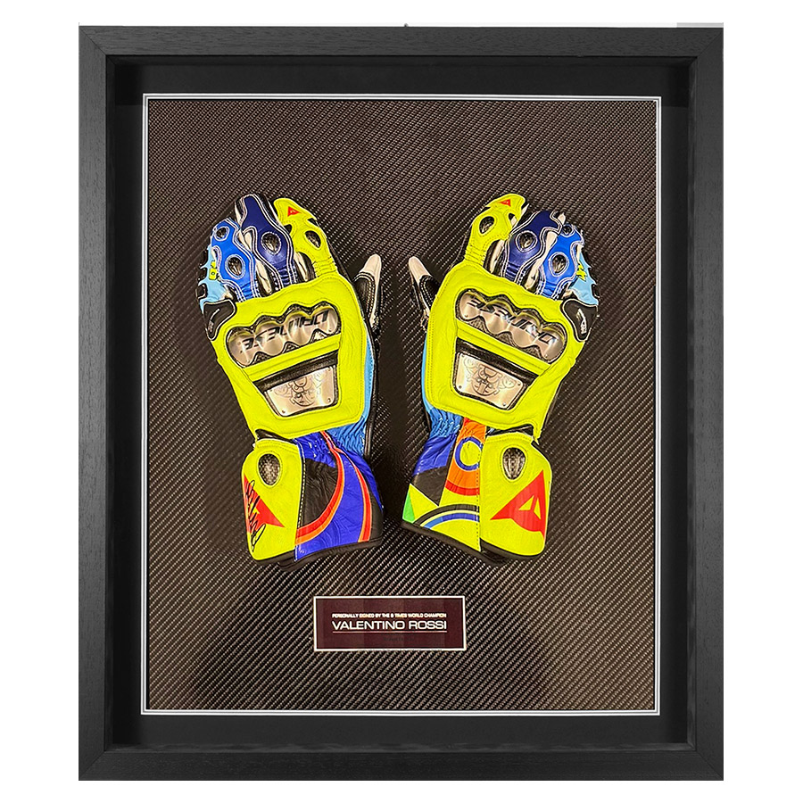 Valentino Rossi Signed Dainese Gloves MotoGP Framed Display