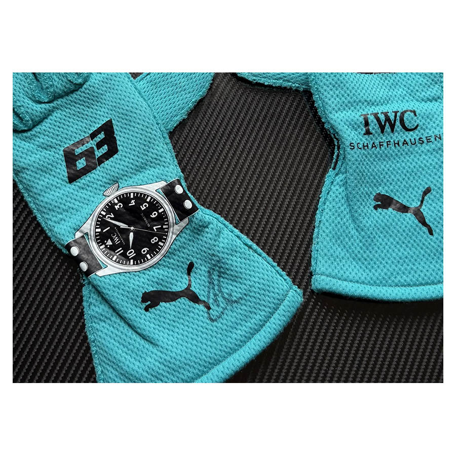 George Russell Used & Signed Gloves - Mercedes F1 Framed Display