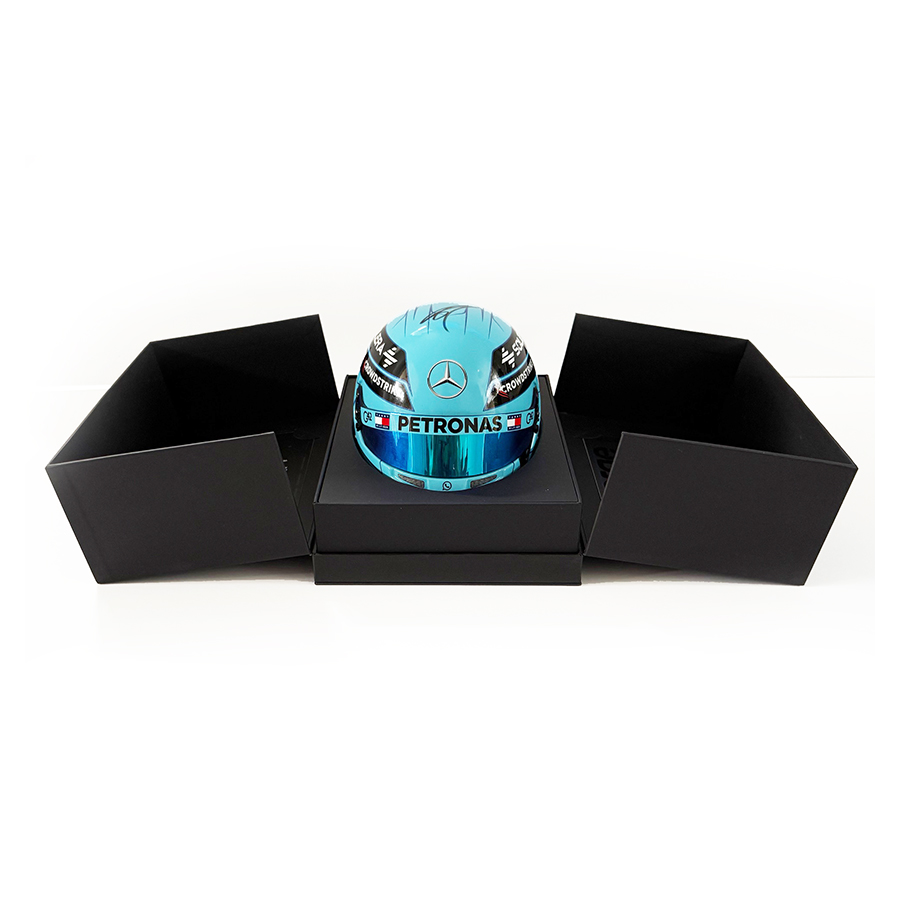 George Russell Signed 1/2 Scale Helmet - 2025 Mercedes F1 VIP Box Display