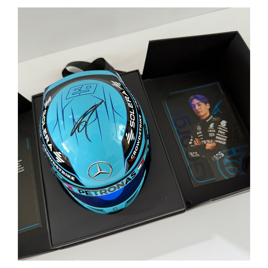 George Russell Signed 1/2 Scale Helmet - 2025 Mercedes F1 VIP Box Display